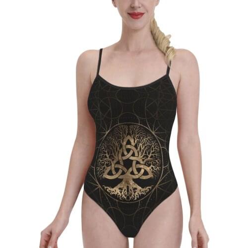Women 2021 Exotic Bikini Tree Of Life Yggdrasil Triquetra Women Swimsuit One-Piece Swimwear Viking Valhalla Beach wear For Women