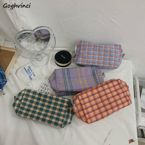 Cosmetic Bags Plaid Make Up Multi-Function Large Capacity Storage Portable Holiday Foldable Fashion Casual Unisex Retro Ins New