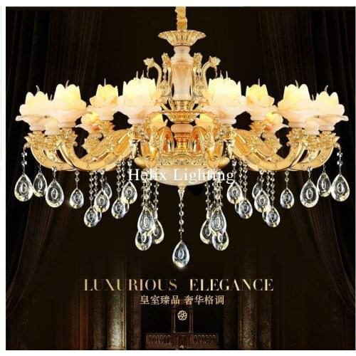 Hot Selling luxury European Chandeliers Luxury Zinc Alloy Jade Crystal Chandelier Lamp AC LED K9 Chandelier For Home Lighting