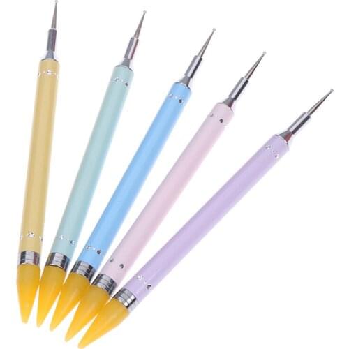 1pc Dual-ended Nail Dotting Pen Crystal Beads Handle Rhinestone Studs Picker Wax Pencil Manicure Nail Art Tool