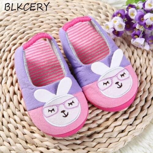 Fashion Brand Toddler Girls Slippers for Baby Slippers Plush Warm Cartoon Bunny Children Home Shoes Little Kids House Footwear