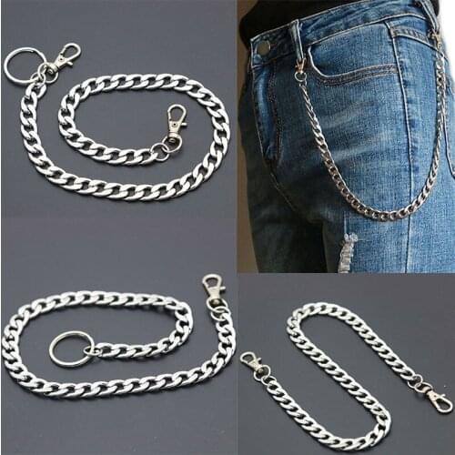 Fashion Stainless Steel Long Metal Wallet Chain Leash Pant Jean Keychain Ring Clip Mens Hip Hop Jewelry