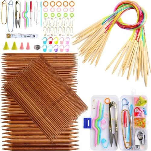 Premium Smooth Knitting Needles Tools Set Circular Double Pointed Weaving Tools Knitting Kits with Storage Case