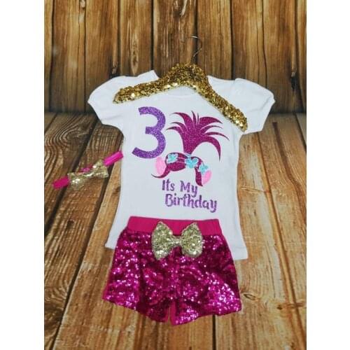 Personalize glitter Troll sister birthday outfits Bodysuit & shorts onepiece Tutu toodles Outfit Set baby shower party gifts