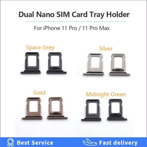 New Dual Nano SIM Card Tray Holder For iPhone 11 Pro Max SIM Card Holder Adapter Socket for iPhone 11 Pro Replacement