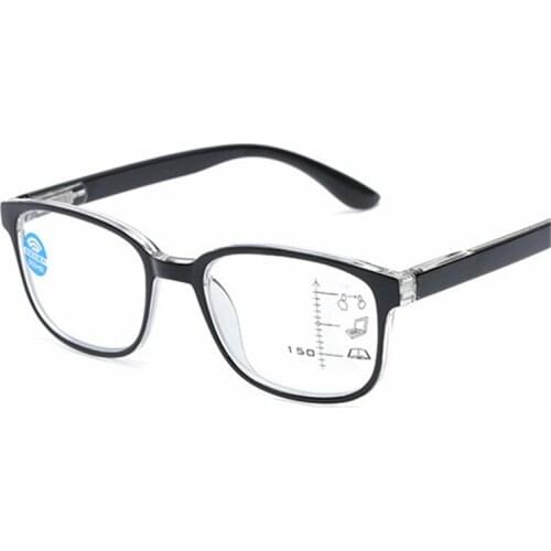 Anti blue light Reading Glasses Men Glasses 2.5 Progressive Multifocal Glasses Frame Women Near Far Sight Diopter Eyewear +1.5