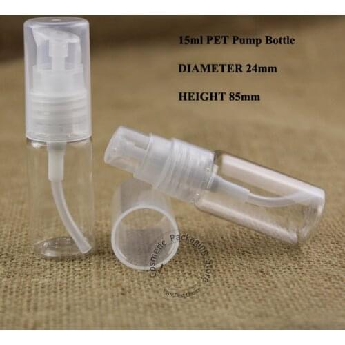 Wholesale 100pcs/lot 15ml Transparent PET Lotion Emultion Pump Bottle Container Plastic Bottle Cosmetic Packaging