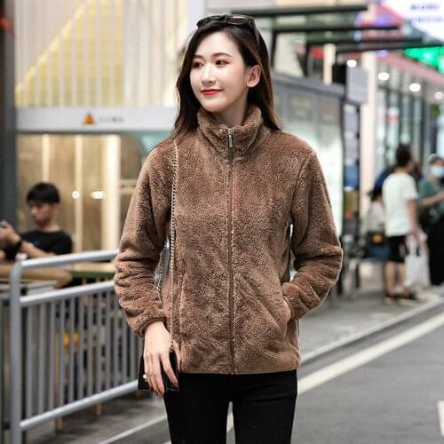 Autumn Winter Coral Fleece jacket Women Double-sided Plus Velvet Thick Warm Coats Outdoor Camping Hiking Trekking Cardigans
