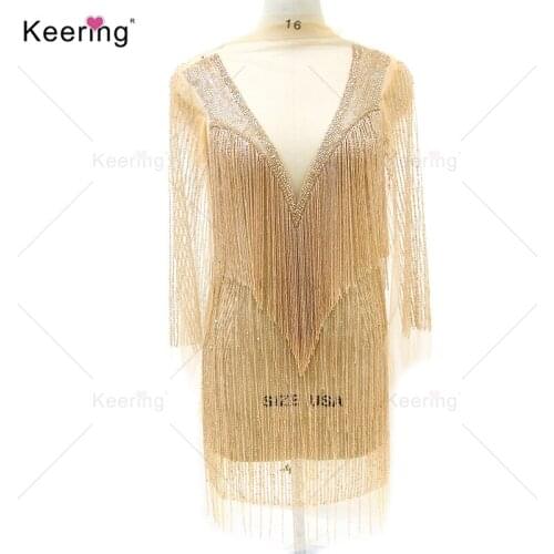 Waterfall dangling bodice applique jewelry Dress Patch For Wedding Dress WDP-117