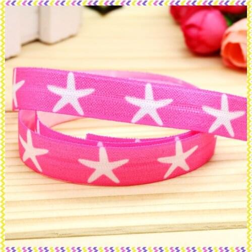 5/8'' Free shipping Fold Elastic FOE starfish printed headband headwear hair band diy decoration wholesale OEM B1136