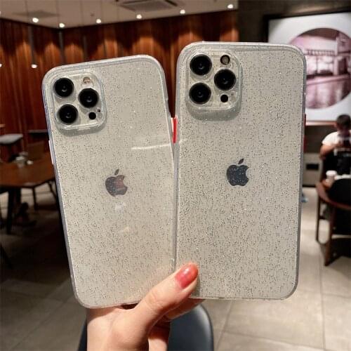 Transparent Glitter Shiny Powder Colored Buttons Phone Case For iPhone 11 12 Pro X XR XS Max 8 7 Plus SE2020 Clear Soft TPU Back