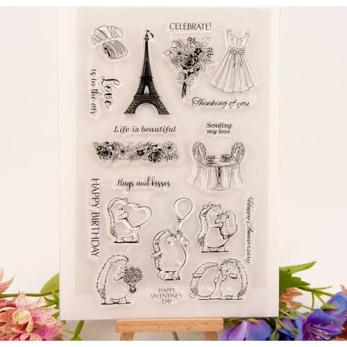 13x21 Tower hedgehog Transparent Clear Silicone Stamp/Seal for DIY scrapbooking/photo album Decorative card making
