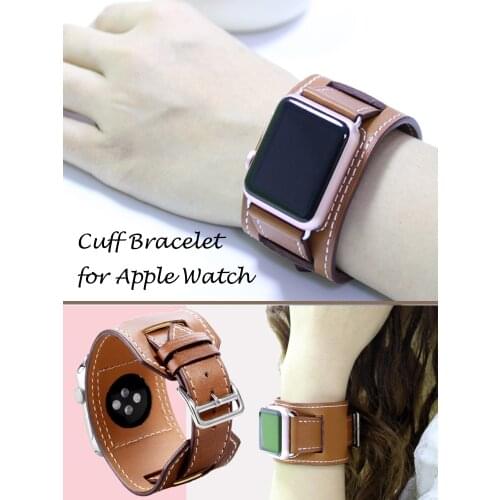 For Apple Watch Band Genuine Cuff Leather Herm Logo Apple Watch 5 4 3 2 1 Strap Band Bracelet for iWatch 44 40 42 38 mm Belt