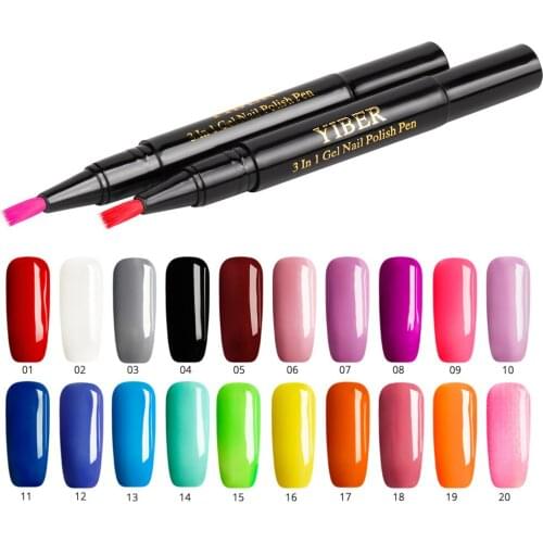 20 Colors One Step Nail Gel Polish Pen UV Manicure Nail Gel Varnish Pen Nails Art Pencil Optional Easy To Wear Gel Polish Pen