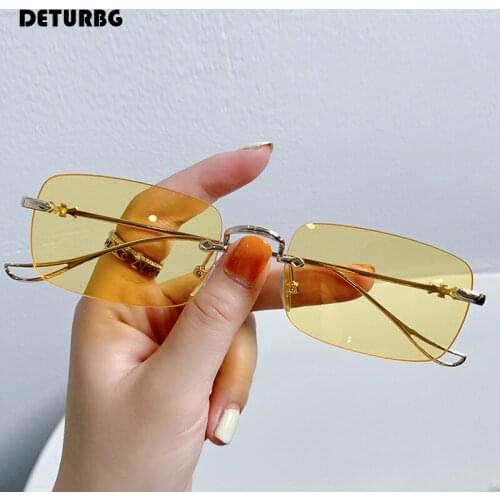 Rimless Oval Ocean Sunglasses Womens Metal Frame Luxury Brand Designer Eyewear Sun Glasses Shades for Women Men UV400 SG081