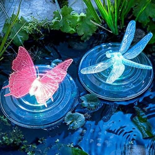 Solar LED Float Lamp RGB Color Change Butterfly Dragonfly Outdoor Garden Pond Water Light Swimming Pool Underwater Lights