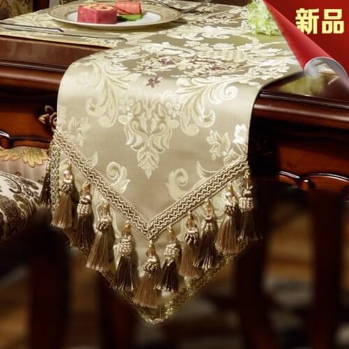 High-grade Hand Made Gold Silk Jacquard Table Runner Table Mat European Table Flag Tablecloth Royal Family Table Supplies H