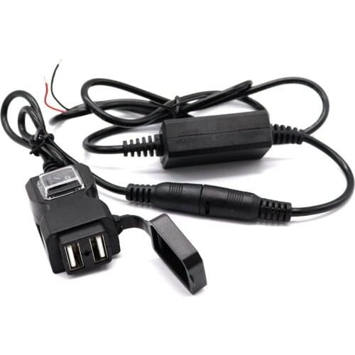 12V-24V Phone Charger Socket Switch Waterproof Dustproof Phone Charger Motorcycle Handlebar Dual USB Mobile Phone Charger Kit