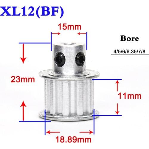 1PCS XL 12 Tooth Convex Synchronous Wheel Timing Pulley Belt Width 11mm Bore 4/5/6/6.35/7/8/10/12mm