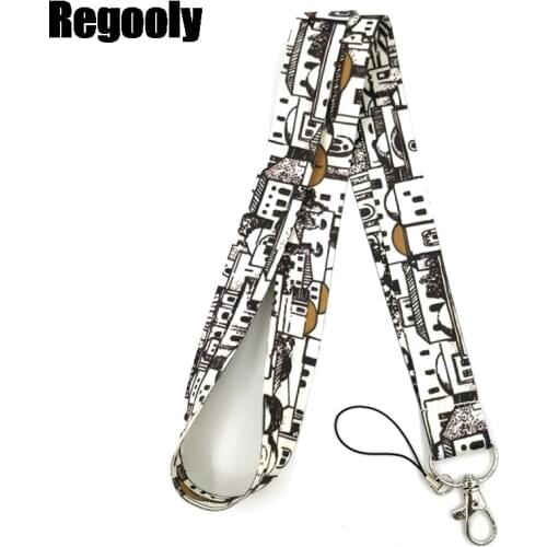 10pcs Vintage House Lanyard for Keys Phone Cool Neck Strap Lanyard for Camera Whistle ID Badge Cute webbings ribbons Gifts