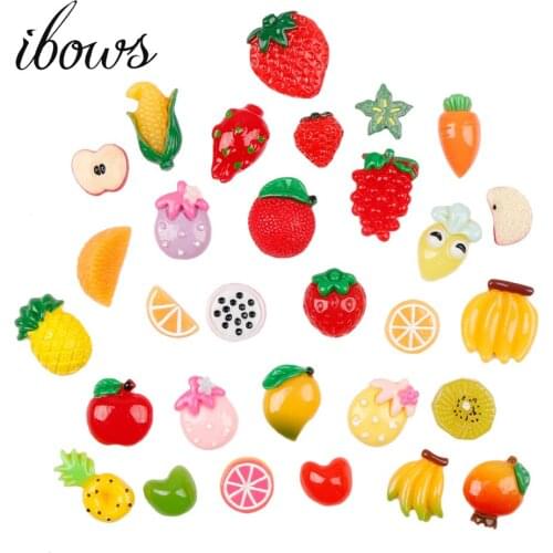 30pcs/bag Cute Resin Patch Mixed Candy Fruits Flowers Flat Back Resins DIY Hair bow Handmade Crafts Embellishment Accessories