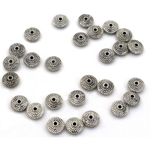 50 7/9mm Tibetan Silver Color Round UFO Small Big Metal Spacer For Jewelry Making Diy Needlework Finding Accessories Supply