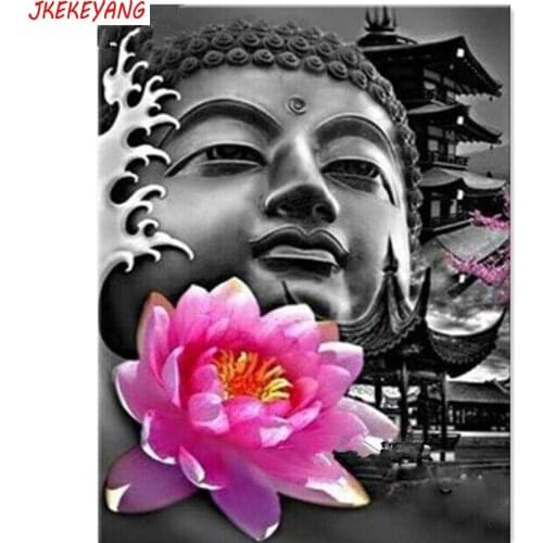 5D DIY square/round Diamond painting Buddha statue and flower Cross Stitch Diamond Embroidery Pattern Rhinestone J1866