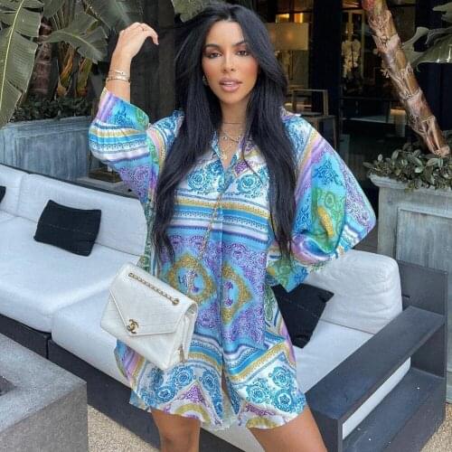 Dashiki African Dresses For Women New Fashion Long Blouse Shirt Casual Tops Elegant Work Shirt Mini Dresses Africa Clothing