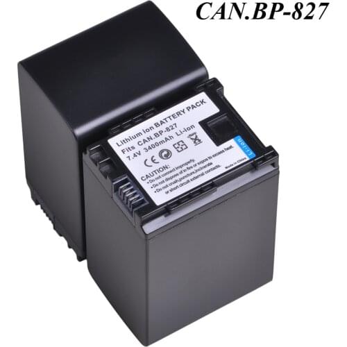 2Pcs 3400mAh BP-827 BP827 BP-808 BP-809 BP-819 Battery for Canon HG31 XA10 HF20 HF10 HF100 HF100E HG20 HG21 HF11 HFS100, BP 827