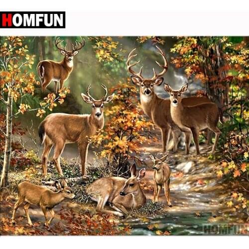 HOMFUN Full Square/Round Drill 5D DIY Diamond Painting "Forest deer" 3D Diamond Embroidery Cross Stitch Home Decor A18732