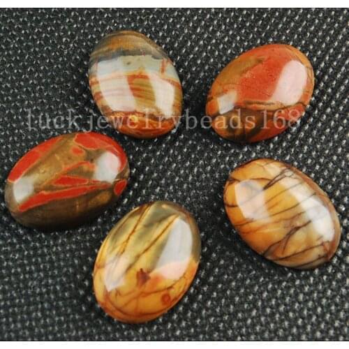 Free Shipping Women Fashion Jewelry 5pcs Wholesale Picasso Jaspe Oval Gem Bead Cabacon CAB C3179
