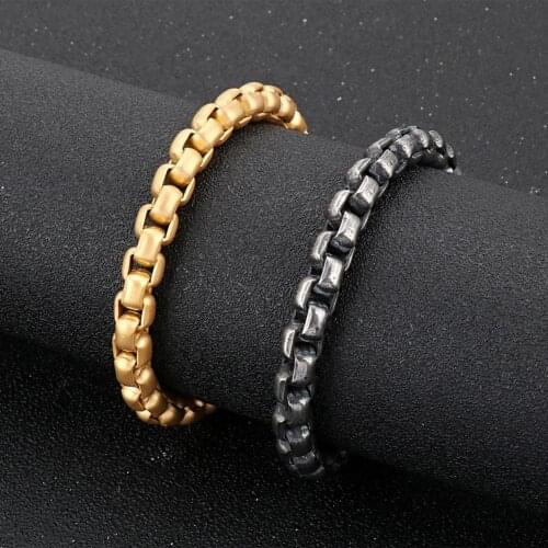 8mm Width Mens Stainless Steel Fashion Jewelry Round Frame O Link Chain Hip Hop S/Gold Men Bracelet