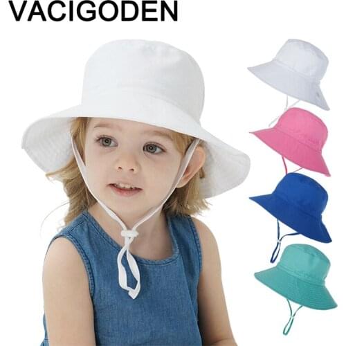 VACI GOLDEN Children Polyester Bucket Hat Sunbonnet Baby Girls Fedora Outdoor Chapeau Boys Fisherman Cap De Pescador Gorros