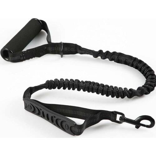 Elastic Black Dog Walking Leash Soft Padded Handle Retractable Bungee Leads for Running Durable Large Nylon Black Pets Strap