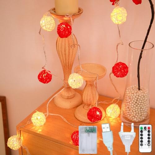 Rattan Ball Patio LED Light String Christmas Decorations Birthday Wedding Party Holiday Bedroom Kids Night Lamp Outdoor Lighting