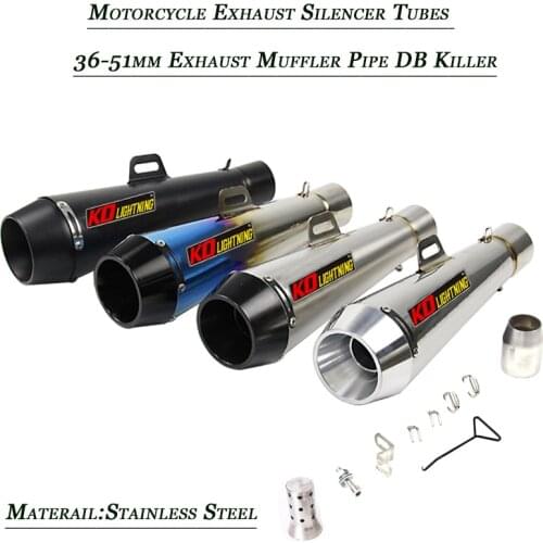 Motorcycle Dirt Bike Silencer Exhaust System Silp on For 36-51mm Stainless Steel Exhaust Muffler Pipe With Removable DB Killer