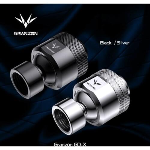 Granzon GD-X,360 Degree Freely Rotary Fitting,G1/4'' Male to Famale Connector Universal Joint Water Cooling Adaptor Black/Silver
