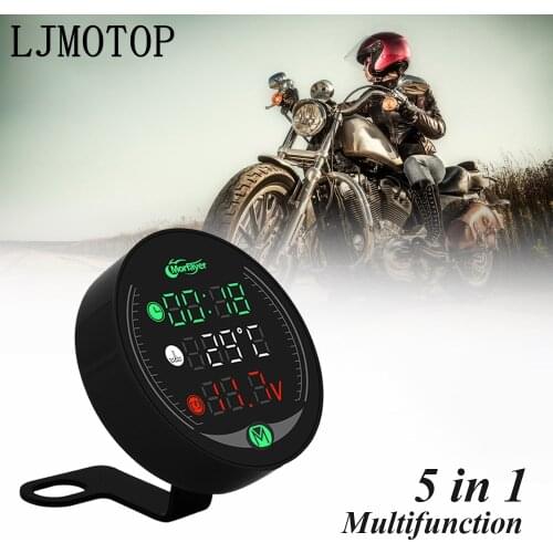 5-in-1 Motorcycle Meter Time Water Temperature Voltmeter USB Display Table For Yamaha YBR 125 FZ6R MT01 03 25 125 FZ8 TDM 900