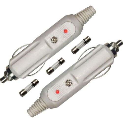 JKM DIY 5 PCS White Cigarette Lighter Plug 12V-24V Car Accessory Socket Power Adapter With 3PCS 3A Fuse