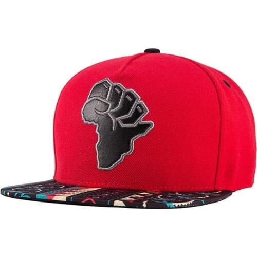 Africa Map New Fashion Hip Hop Cap Men Women Red Hat Adjustable Streetwear