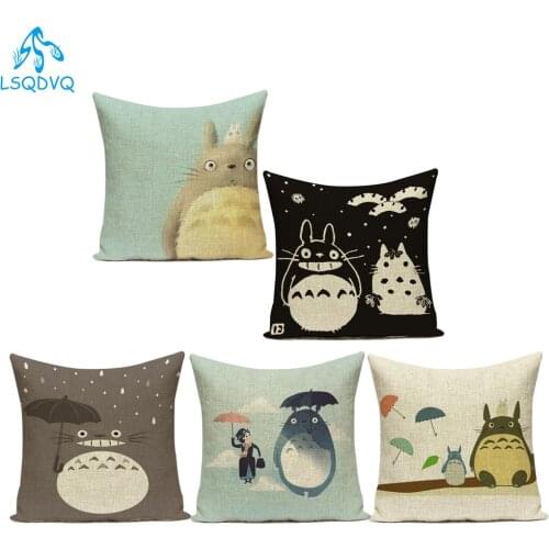 Cute Cartoon Decorative Pillows Case Animals Totoro Polyester Pillow Cushion Cover For Living Room Decoration Pillow Covers