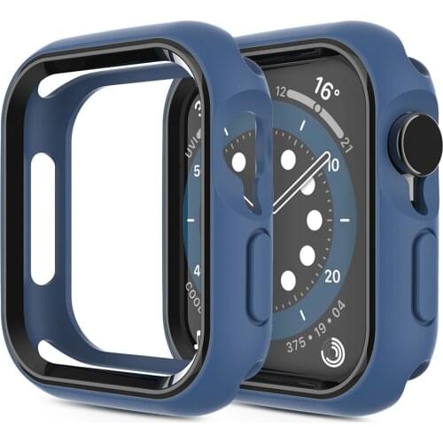 Fashion Matte Bumper for Apple Watch Case Series 6 SE 5 4 Flexible TPU with PC Cover 40mm 44mm Protector Shell for Iwatch Frame
