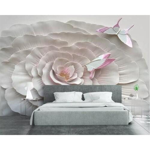 Beibehang Custom wallpaper 3D embossed floral butterfly TV background walls 3d living room bedroom home decoration 3d wallpaper