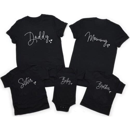 Family Matching Clothes Summer Daddy Mommy Brother Sister Baby Print Outfit Tees Father Mother Daughter Son Tshirts Baby Clothes