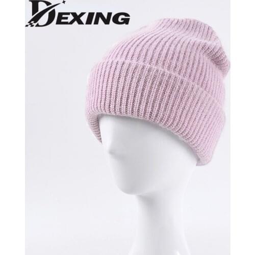 Real Rabbit Fur Winter Hat for Women Angora Solid Knitted Beanies Hat Female Pure Color Warm Woolen Soft Fluffy Knit Hat