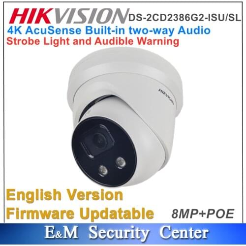 Original Hikvision DS-2CD2386G2-ISU/SL 4K POE AcuSense Strobe Light And Audible Warning Fixed Turret Network Camera