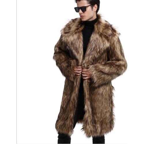 Autumn faux mink leather jacket mens winter thicken warm Medium length fur leather coat men jackets jaqueta de couro fashion