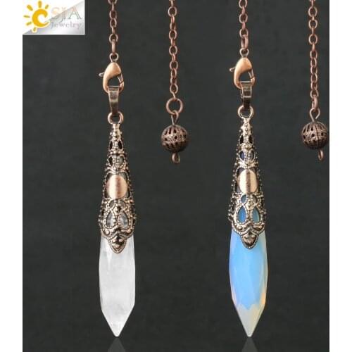 CSJA Rock Crystal Pendulum Dinvination Natural Stone Quartz Pendant Pendules for Radiesthesia Dowsing Rod Spiritual Hebrew G653