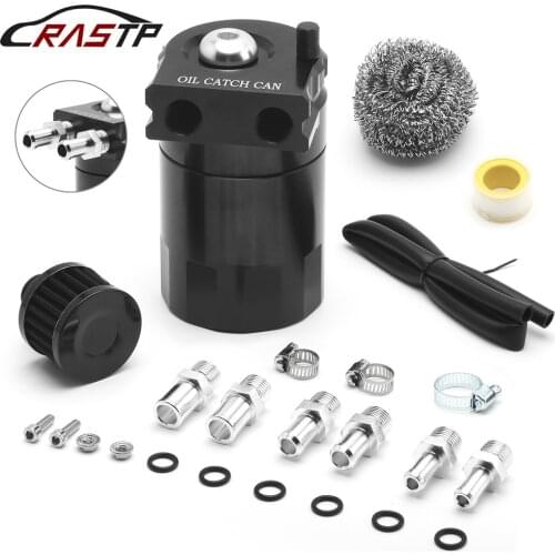 Aluminum Universal Oil Catch Can Tank for Car With Breather Tank Reservoir Filter Baffled Black Color RS-OCC009-NEW