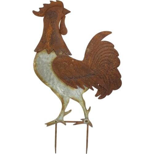 Vintage Retro Ground Plug Iron Rooster Home Decoration Art Statue
